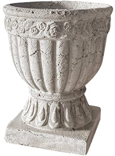 XFANAOOU Maceta de Interior, macetero de cerámica Transpirable Blanco Vintage, Maceta de cerámica de jardín de Patio de Estilo Europeo, diseño de Rosa en Relieve