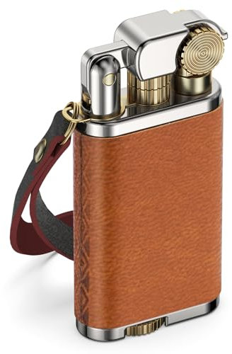 VVAY Mechero de Gasolina Pequeño, Forrado en Cuero – Sin Gasolina Incluida