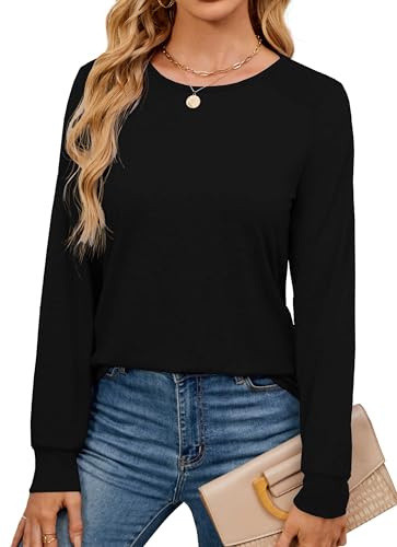 Neineiwu Blusa elegante para mujer, cuello en V, informal, manga con volantes, camiseta de ocio, túnica, Negro , XL