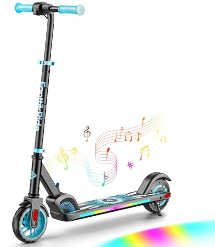 FanttikRide C9 Apex Monopattino Elettrico per Bambini 120-160cm, Altoparlante Bluetooth, Luci Arcobaleno, 8/13/16 km/h, Autonomia di 8 km, Altezza Regolabile, Pieghevole, per Bambini fino a 60kg, Blu