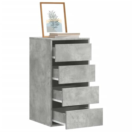 Annlera Schubladenschrank 40x41x76 cm Betongrau Wohnzimmer Möbel Moderner Schrank Mehrzweckschrank Beistellschrank Sideboard Aufbewahrungsschrank Kommode Holzwerkstoff mit 4 Schubladen