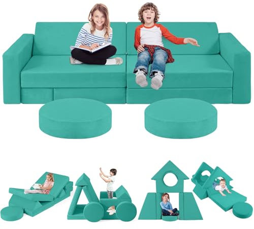 Spielsofa für Kinder, Modulares Kinder Sofa Couch, Vielseitige über 500 Frei Baubare DIY-Festungen zum Spielen,Kreativität,Schlafen, Abnehmbar Spielsofa für Kinder für Spielzimmer,Schlafzimmer Möbel