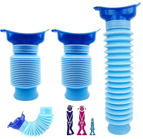 MOSTFUN 2 Pcs Shrinkable Urinal, 750ml Male Female Portable Mobile Toilet Potty Pee Urine Bottle, Reusable Male Woman Emergency Urinal Camping Car Travel Traffic Jam and Queuing (Blue)