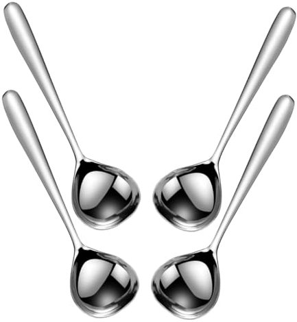 PRETYZOOM Louches à Soupe Inox Grandes Cuillères en Acier Inoxydable 4 Pièces Manche Long Usage la Cuisine Professionnelle Familiale Cuisson Ragoûts Sauces