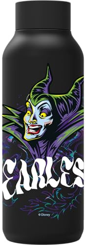 Quokka Villains Maleficent - Borraccia termica in acciaio inox solido Jet Black 510 ml