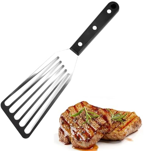 Fish Spatula, Stainless Steel Fish Slice Professional Fish Turner | with Solid Handle, BBQ Shovel, Metal Slotted Spatula, Non Stick Frying Spatula for Cooking Fish, Egg, Meat, Dumpling Frying