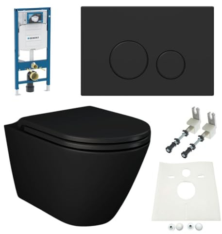 HGMBAD Set Geberit Spülkasten Sigma Nero WC spülrandlos schwarz matt Komplettset