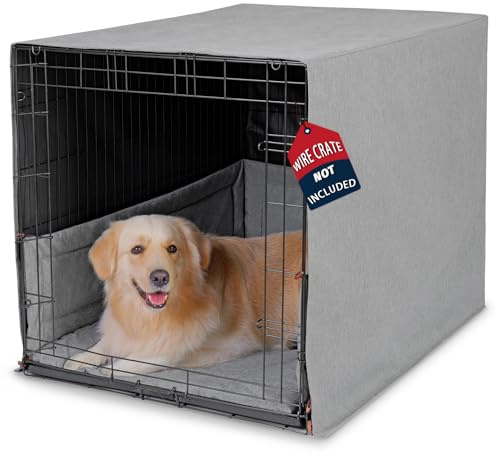VERABE 3-teiliges wasserdichtes Hundekäfig-Abdeckungs-Set mit Hundehüttenabdeckung, Bettmatte und Stoßstangen-Unterlage, waschbares Haustierbox-Zubehör, passend für 106,7 cm Hundekäfige (106,7 cm
