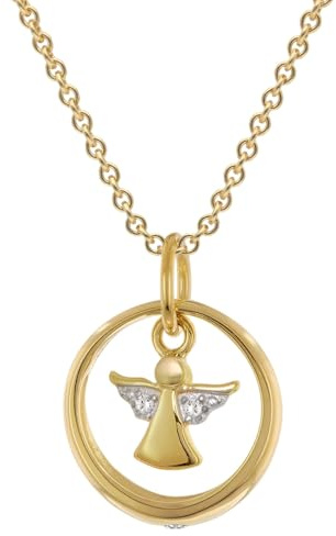 trendor Kinderschmuck Taufring Mit Engel Gold 333 An Vergoldeter Kette | zauberhaftes Schmuckstück, tolle Geschenkidee,