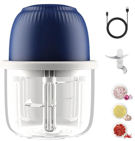 2 in 1 Electric Mini Garlic Chopper, Egg-Beater, Food Shredder Mincer, More Powerful Wireless Garlic Press Slicer Cutter Dicer, Portable Blender For Vegetable, Fruit, Waterproof Silicon Surface 350ML