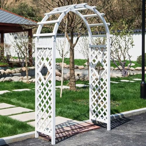 Arceau de Jardin en Bois pour Plantes Grimpantes Exterieur, 120 140 160 180 200 cm Blanc Arche à Rosiers Treillis, Support Pergola de Jardin Décoration Entrée Allée Patio Arrière-Cour(W140xH225cm)