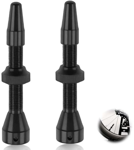 Confezione da 2 valvole Presta Tubeless, 1 coppia di valvole Presta Tubeless per bicicletta da 44 mm, valvole Tubeless MTB, valvole per bicicletta leggere e resistenti, nere, attacco valvola Presta Tu