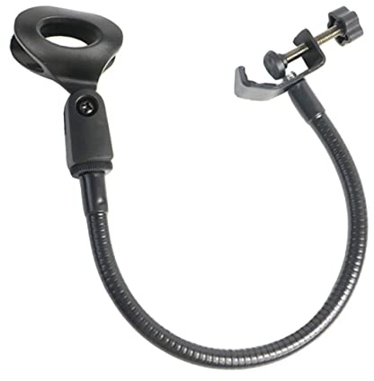 Drehbarer Mikrofonhalter mit C-clip, Metall, Schwarz | 360 Grad Verstellbar, Freihändig für Rundfunk und Aufnahme, Kompakte Halterung für C-förmige Mikrofone