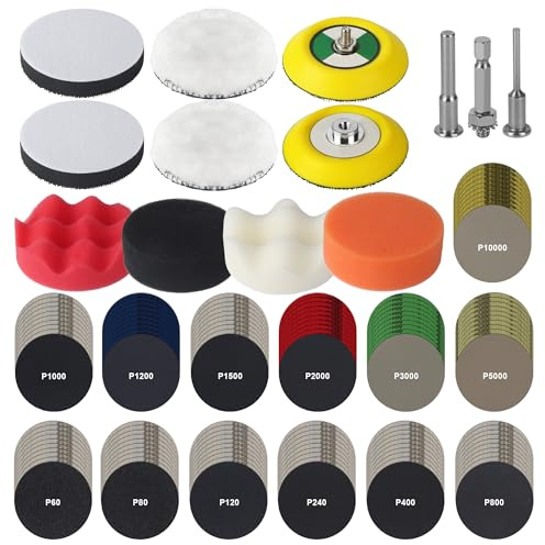 Renovateur Phare Voiture, 145 Pièces Kit Rénovation Phare, Polissage Phares Voiture, Set Papier Abrasif Eau/Sec 75mm, Kit de Restauration de Phares pour Auto et Moto, Pour le Meulage et le Polissage