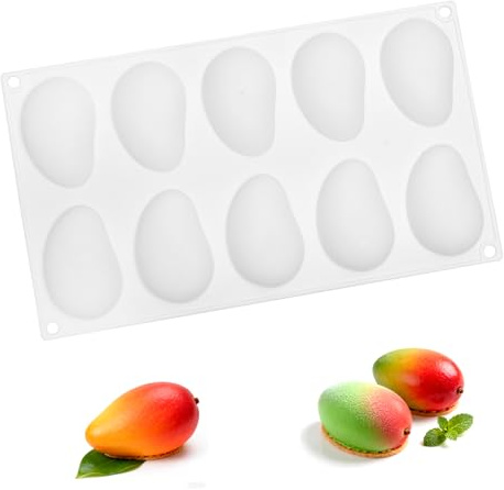VOSSOT Molde de Silicona con Forma de Frutas Fresa de Mousse de Silicona Molde Mango Juegos de Moldes de Silicona para Hacer Bombas de Chocolate Pasteles Gelatina Pudín Mousse de Cúpula Mango
