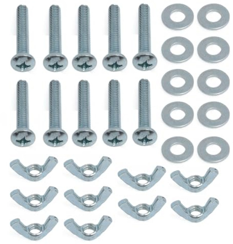 Meuey Lyot Blue Screw Bolts and Wing Nut Kit 1/4-20 x1-1/2 Machine Screws with Round Head Phillips Butterfly Hand Twist Nuts Washer Zinc Plated Hardware Fitting Fastenings Assortment Kit 10PCS