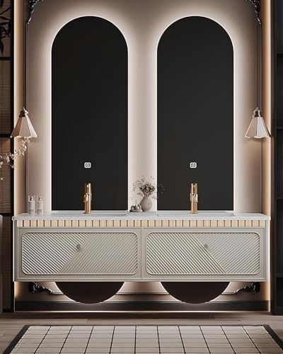 Lavabo Bagno con Mobile, Mobile Bagno con lavabo da appoggio, Adatto per bagni di casa, Hotel e Altri spazi.