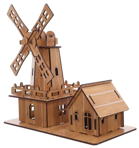 HOMSFOU Windmill Model Kit for DIY Science Experiment Craft Handmade Puzzle for Building Windmill House Educational Stem Project for Family Bonding and Creative Learning