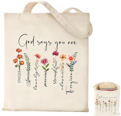 Christliche Stoffbeutel,Jutebeutel Bedruckt,Christliche Geschenke Für Frauen,Stoffbeutel Bedruckt,Bibeltasche,Wiederverwendbar Bag,Einkaufstasche,Christliche Geschenke Geeignet Für Freunde Und Familie