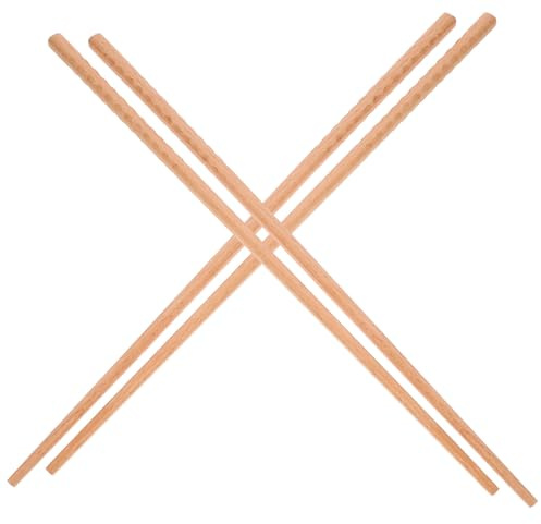SHINEOFI Palillos Chinos Largos 2 Pares de Madera para Cocinar y Freír Diseño Seguro Reutilizables para Evitar Quemaduras en Manos , Ideales para Hot Pot y Restaurante