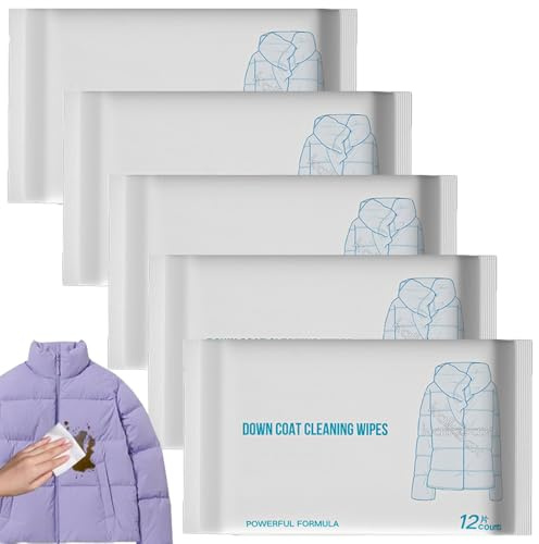 5Pack Emergency Wash-free Disposable Clothes Cleaning Wipes;12 Count/Pack, Quick Effective Stain Removal Clothing Cleaning Wipes, Easier Way to Clean Grease, Dirt, Dust from Clothes