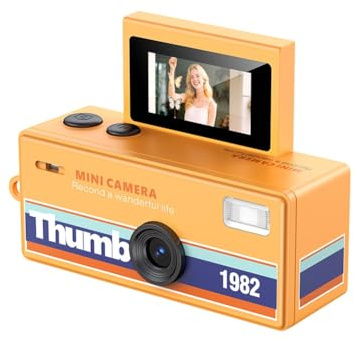 IJSDNVJNDX Minicámara Retro de 0,96 Pulgadas, 720P, Compatible con Tarjetas de Memoria, Grabadora de Vídeo, Flash, Pantalla Abatible.