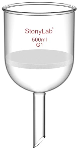 stonylab Imbuto Filtrante Buchner in Vetro Borosilicato con Fritta Grossolana (G1) Buchner Funnel, Diametro Interno 94mm, Profondità 100mm (500ml)