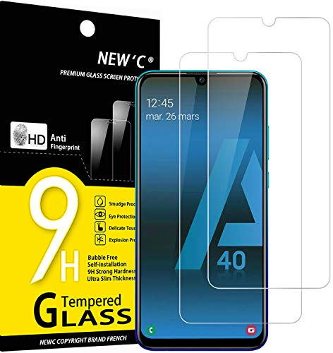 NEW'C 2 Stück für Samsung Galaxy A40 für Panzerglas (SM-A405F), Frei von Kratzern, 9H Härte, HD Displayschutzfolie, 0.33mm Ultra-klar, Ultrabeständig