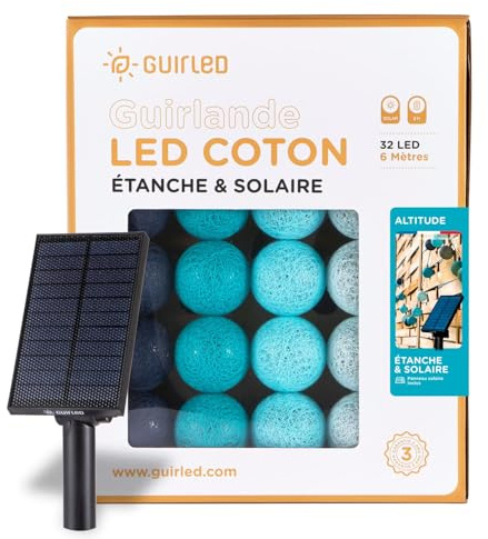Guirnalda Bolas luminosa LED para exteriores - Impermeable IP65 - Panel solar de alta eficiencia - Encendido y apagado automático - Altidud - 32 Bolas