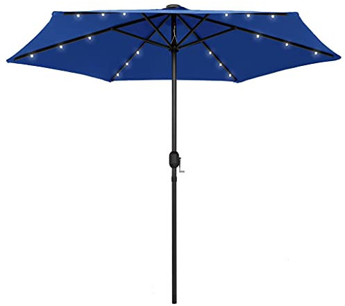 vidaXL Sonnenschirm mit LED-Leuchten Aluminium-Mast Ampelschirm Marktschirm Gartenschirm Balkonschirm Terrassenschirm Schirm 270cm Azurblau