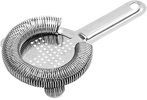 Professional Hawthorne Cocktail Strainer, Food-Grade 304 Stainless Steel Bar Strainer with High-Density Spring, Ergonomic Drink Strainer for Cocktails, Shakers, and Mixing Glasses - Silver
