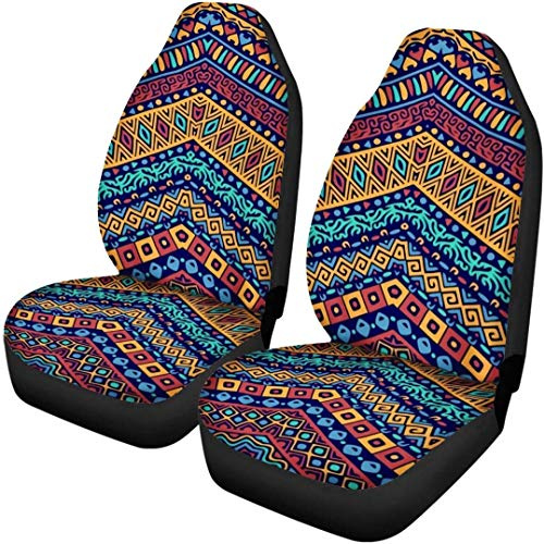 TOADDMOS Universal-Autositzbezug im Boho-Stil, bunt, afrikanisch, ethnisch, geometrisch, nur Vordersitze, weich, strapazierfähig, rutschfest und waschbar