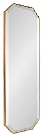 Kate and Laurel Rhodes Modern Full Length Framed Octagon Wall Mirror, 16 x 48, Gold, Decorative Glam Geometric Wall Accent