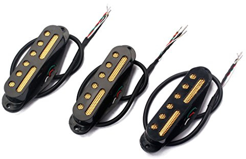 Alnicov SSS Standard Single Coil Tonabnehmer Set Gitarrenhals/Mittelsteg-Tonabnehmer für Strat Squier E-Gitarre, schwarz