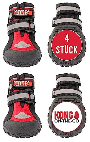 KONG Sportschuhe für sehr große Hunde 4 Stück in Größe XL I Hochwertiger Pfotenschutz mit Polsterung I Bequeme Schuhe für Hunde I Einfache & sichere Nutzung I Robustes & waschbares Material