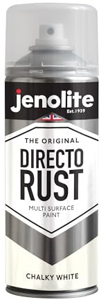 JENOLITE Directorust Sprühfarbe mit Kreide-Finish | WEISS | 400ml | Sprühfarbe mit Kreideoptik für verschiedene Oberflächen | Für Innen- & Außenbereich | RAL 9016