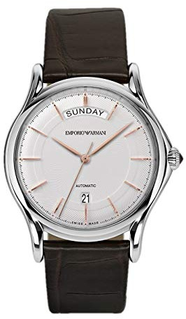 Emporio Armani - Mechanische Uhr mit braunem Alligatorlederarmband für Herren ARS3502