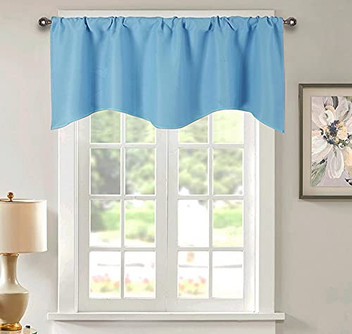 A.Monamour Mantovana Oscurante Blu Corta Mezza Tendina Drappeggio per Finestra a Vetro Cucina Caffè Bistrot