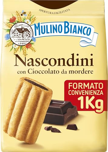 Mulino Bianco Biscotti Frollini Nascondini con Cioccolato da Mordere, 1 Kg | Colazione Ricca di Gusto