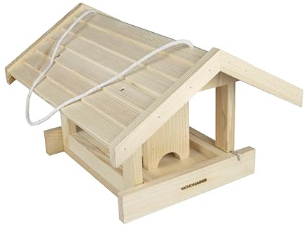 Windhager Rastkogel Bird Feeder Silo Extendable Pine Wood Capacity 1 Litre Bird Feeder with Hanging Device