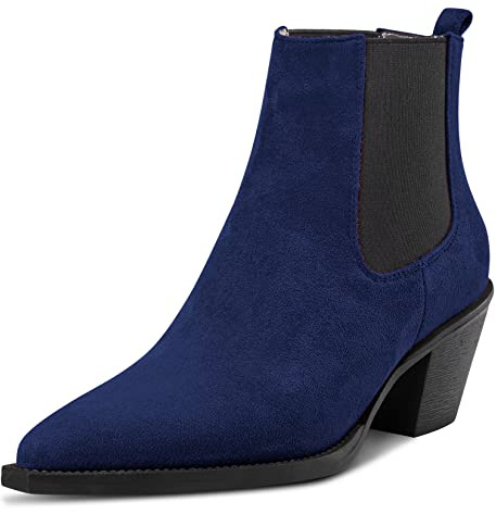 Castamere Femmes Bloc Chunky Bas Kitten Talon Heel Fermé Pointu Bout Bottines Slip-on Bureau Dress 6.5 CM Heels Bottes
