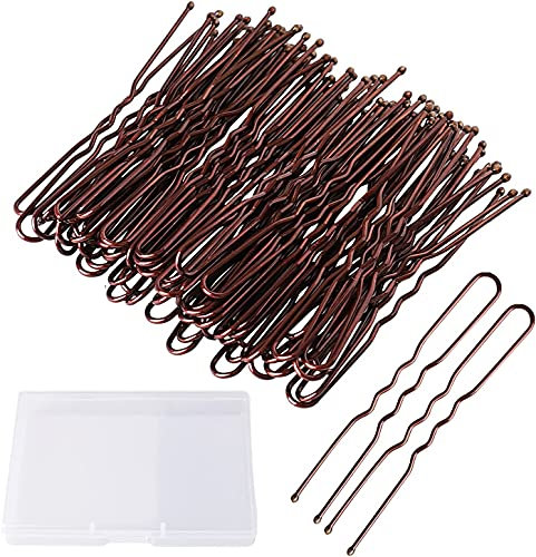 Lot de 62 épingles à cheveux en forme de U pour femme (marron, 6 cm)