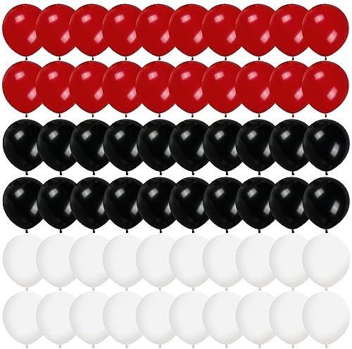 60 Stück 30,5 cm rote, weiße und schwarze Luftballons, rot, schwarz und weiß, Latexballons, Helium-Latex-Ballons für Geburtstag, Hochzeit, Abschlussfeier, Casino, Poker, Karte,