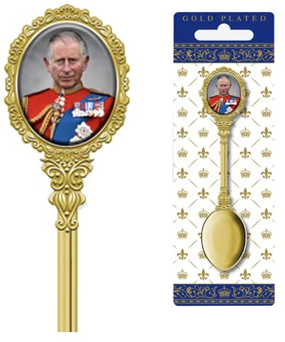 King Charles Coronation Gold Plated Spoon Collectors Souvenir Commemorative Memorabilia Gift