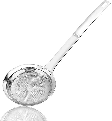 Aiareozy 12cm Schaumkelle Edelstahl, Siebkelle, Feines Sieb Schaumlöffel, Abseihlöffel, Schaumsieb, Schaumkellen, Frittierkelle, für Küche, Filter Skims Fat Scum, Skimming Fett Schaum