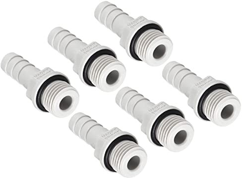 QUARKZMAN 8mm Raccord cannelé à G1/4 Filet Mâle Tuyau x 6PCS PVC Droit Raccord cannelé Tuyau Tuyau Raccord pour Air Eau Carburant Pneumatique Tuyau, Blanc