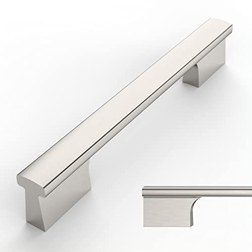 Amerdeco 10 Stück Möbelgriffe Gebürsteter Nickel, 128mm Lochabstand, Aluminiumlegierung Schubladengriffe & Schrankgriffe für Küchenschränke & Kleiderschränke UK0048