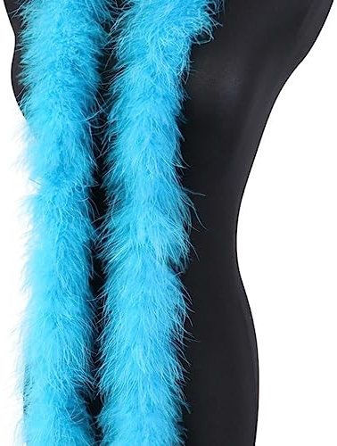 ORGEFY 2 Meter Flauschige Truthahnfeder-Boa-Schal, weiche Federn für Hochzeitskleid, Kleidung, Dekoration, Federboas, 20 Gramm, Seeblau