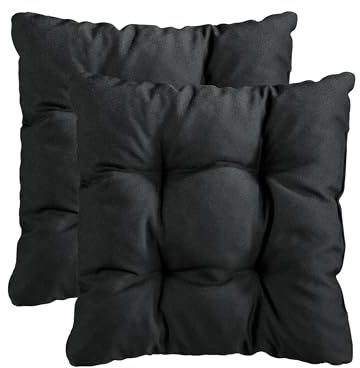 Traumnacht Cozy Stuhlkissen 2er Set 38 x 38 x 6 cm, Sitzkissen für Gartenstuhl, Küche & Esszimmer, bequemes Indoor & Outdoor Stuhlpolster, schwarz