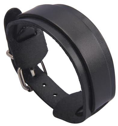 GelConnie Leather Wristband for Men Wrist Wrap Bracelet Black Biker Bracelet Mens Boho Large Leather Cuff Bracelets